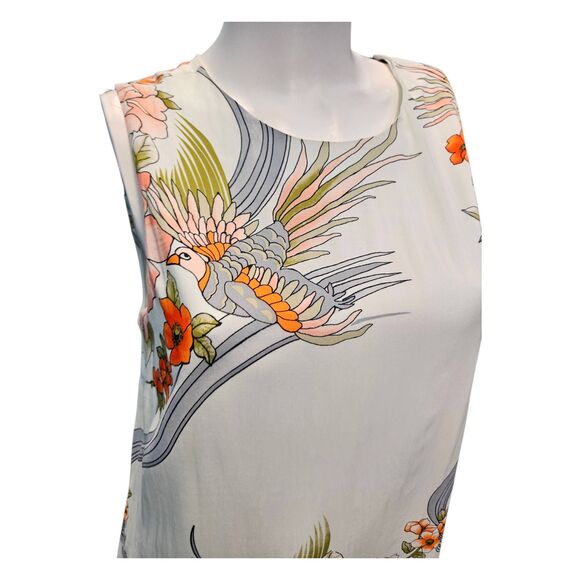 Forever 21 Blue Tropical Bird Sleeveless Summer Dress Womens Medium - Picture 4 of 8